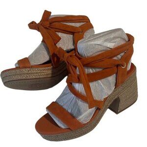 Vince Camuto Roreka Suede Ankle Tie Platform Espadrille Sandals Size 7 NWT